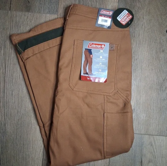 Coleman Men's 34 x 32 Toffee/Brown Utility, Fleece Lined, Stretch Pant NWT - Picture 2 of 8